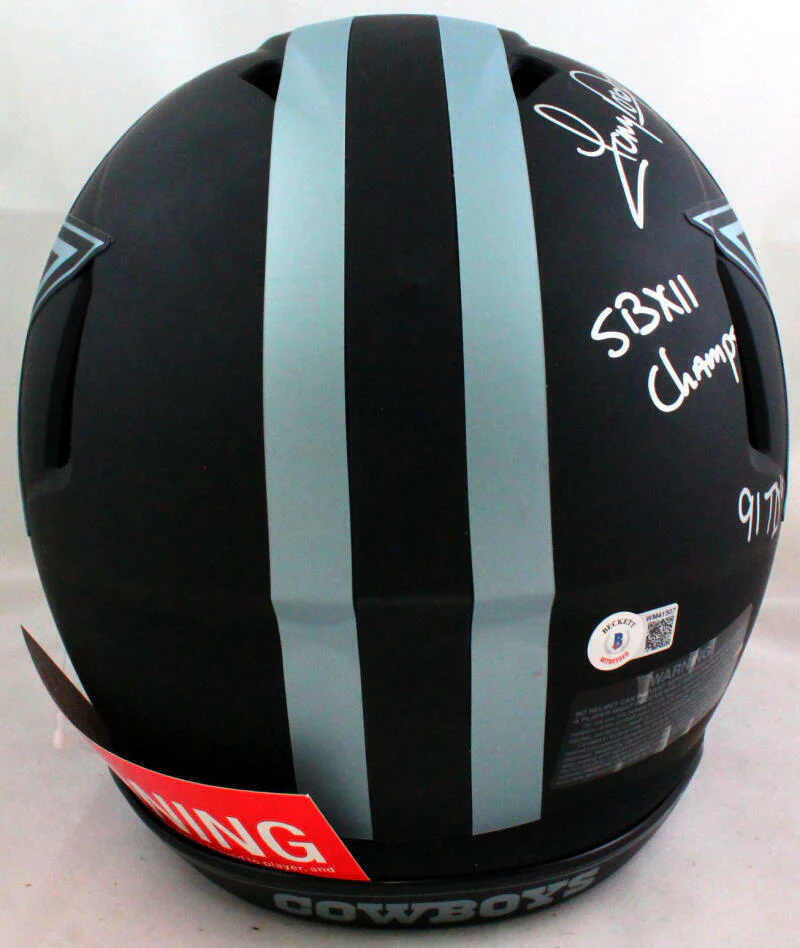 Tony Dorsett Signed Cowboys F/S Eclipse Speed Authentic Helmet w/ 5 Insc-Beckett - Image 6