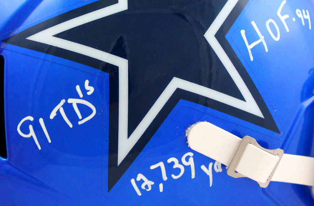 Tony Dorsett Signed Cowboys F/S Flash Speed Helmet w/5 Stats-Beckett W Hologram - Image 3