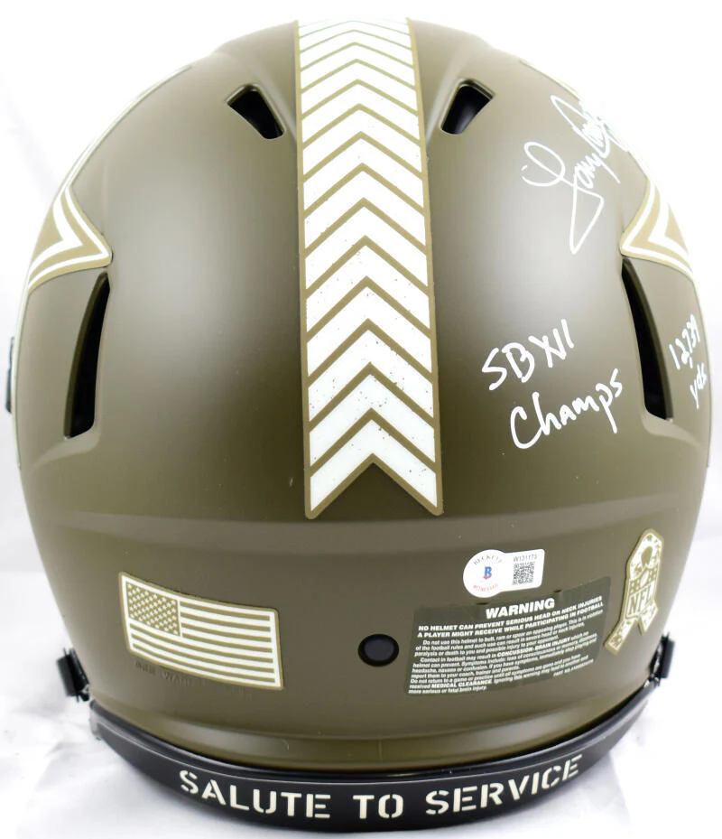 Tony Dorsett Signed Cowboys F/S Salute to Service Speed Auth Helmet-Beckett W - Image 5
