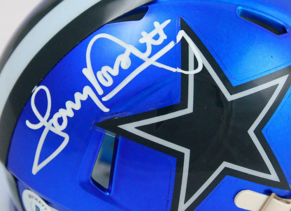 Tony Dorsett Autographed Dallas Cowboys Flash Speed Mini Helmet-Beckett W Holo - Image 2