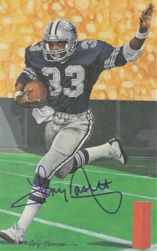 Tony Dorsett Autographed Dallas Cowboys Goal Line Art Card - Beckett Auth *Blue - Image 8
