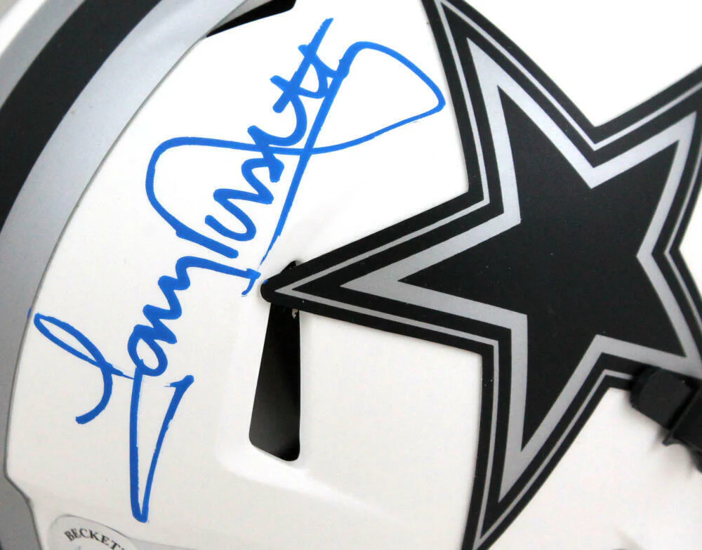 Tony Dorsett Autographed Dallas Cowboys Lunar Speed Mini Helmet- BA W Holo *Blue - Image 2