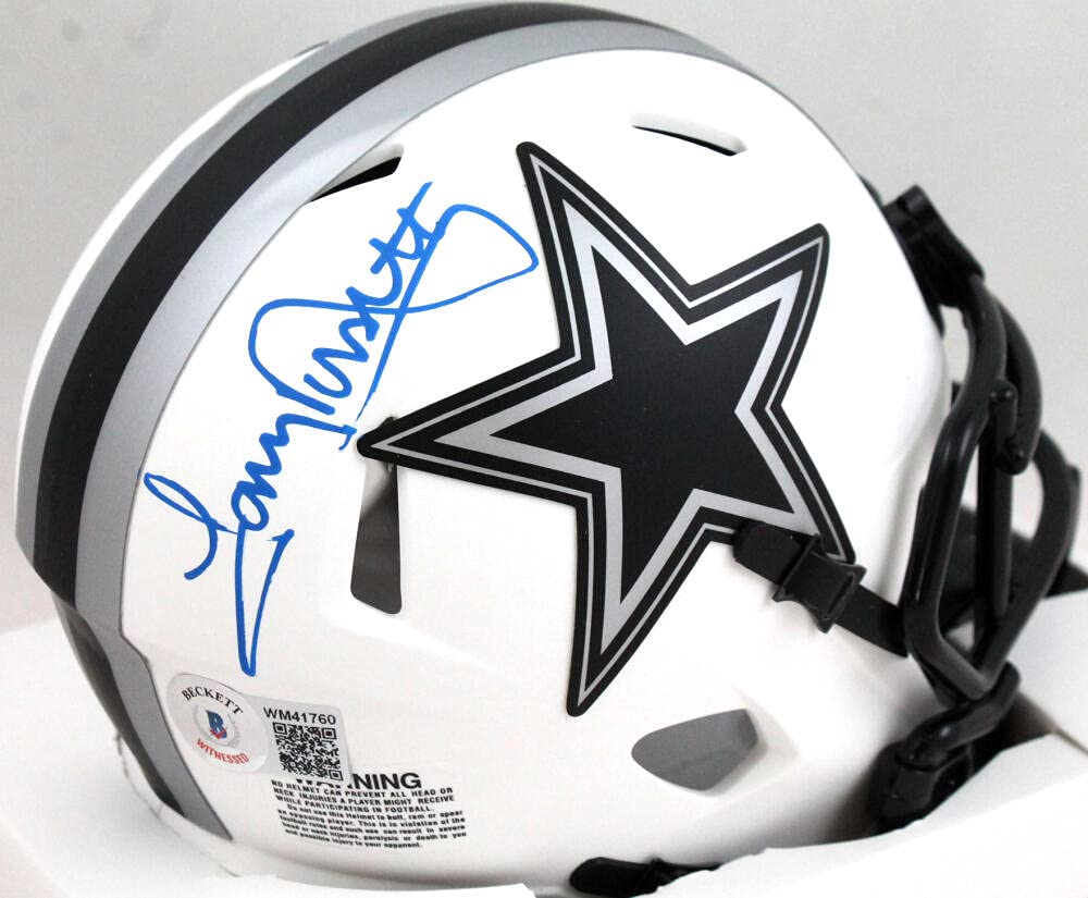 Tony Dorsett Autographed Dallas Cowboys Lunar Speed Mini Helmet- BA W Holo *Blue - Image 5