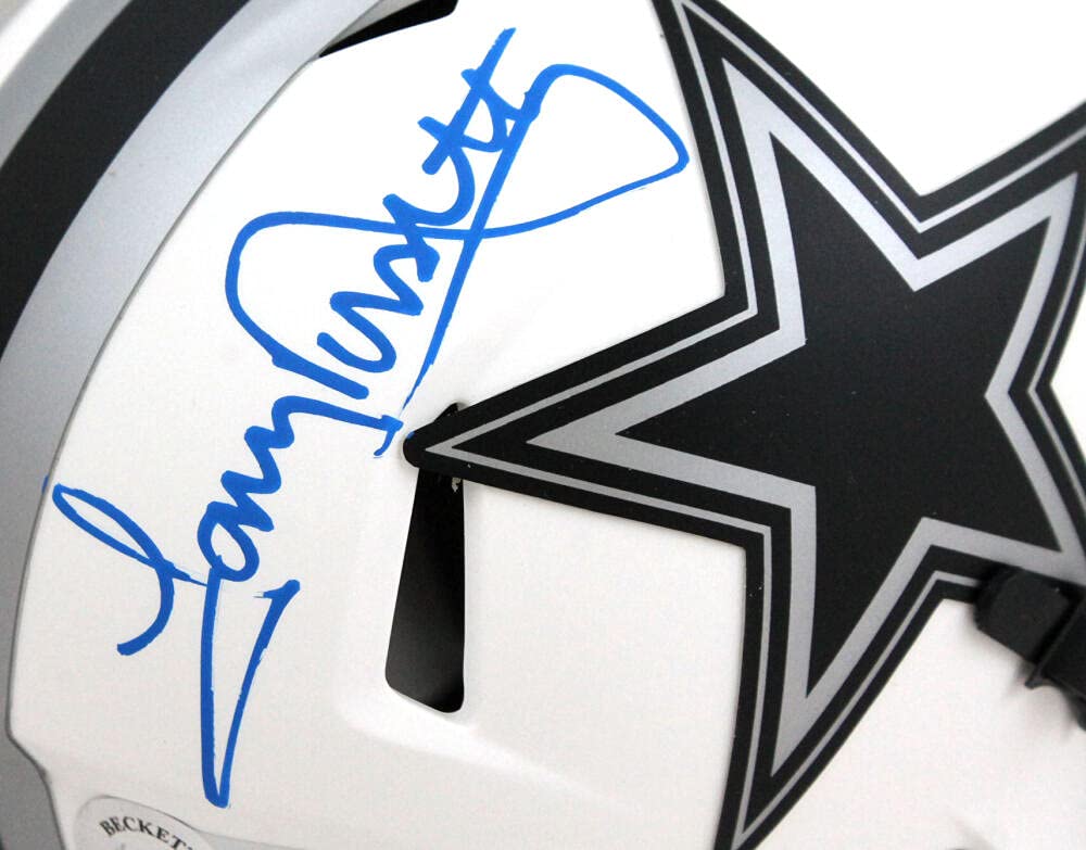 Tony Dorsett Autographed Dallas Cowboys Lunar Speed Mini Helmet- BA W Holo *Blue - Image 6