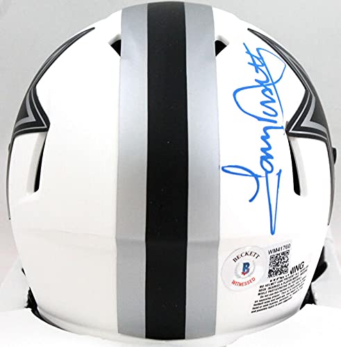Tony Dorsett Autographed Dallas Cowboys Lunar Speed Mini Helmet- BA W Holo *Blue - Image 7
