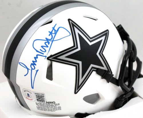 Tony Dorsett Autographed Dallas Cowboys Lunar Speed Mini Helmet- BA W Holo *Blue - Image 8