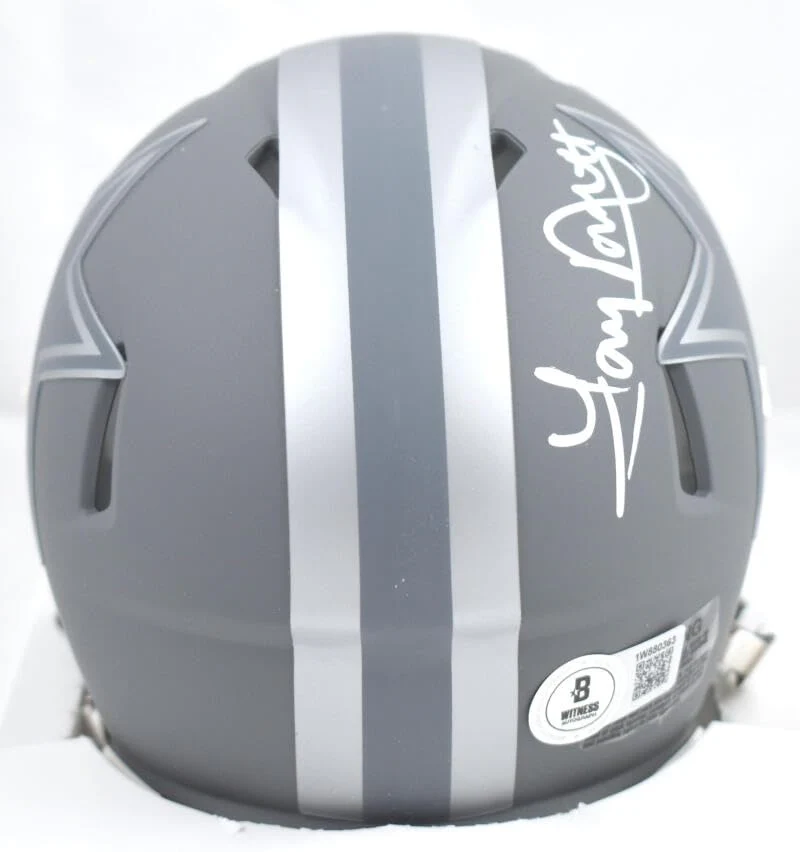 Tony Dorsett Autographed Dallas Cowboys Slate Speed Mini Helmet-Beckett W Holo - Image 7