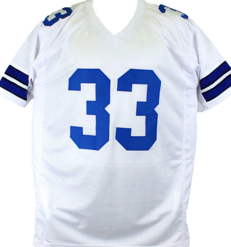 Tony Dorsett Autographed White Pro Style STAT Jersey- Beckett W Hologram Auth *R - Image 3
