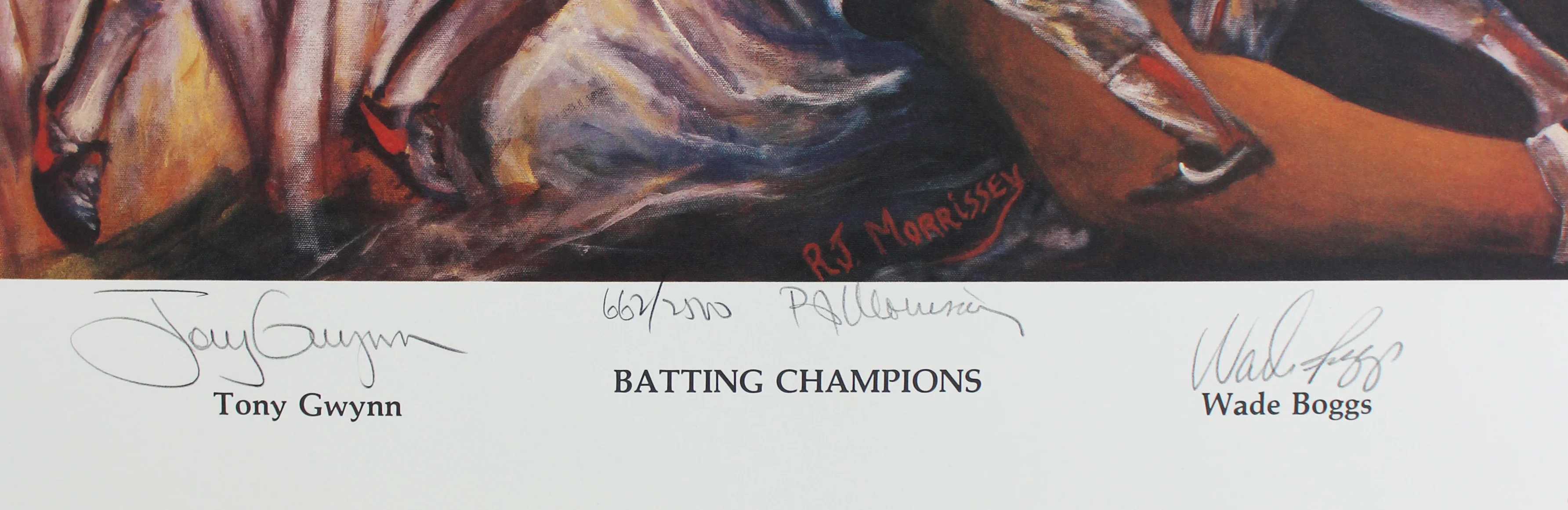 Tony Gwynn, Wade Boggs & R.J. Morrissey Authentic Signed 19x24 Lithograph BAS - Image 3
