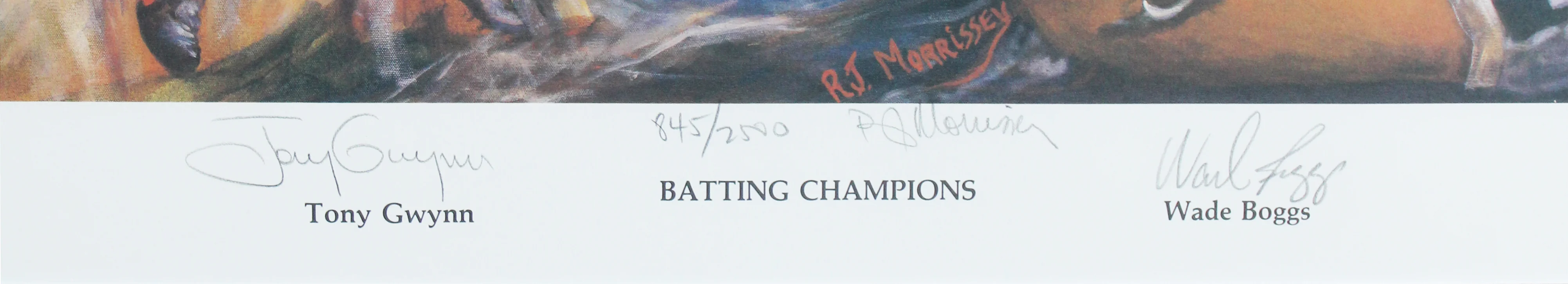 Tony Gwynn, Wade Boggs & R.J. Morrissey Signed 19x24 Framed Lithograph BAS - Image 3