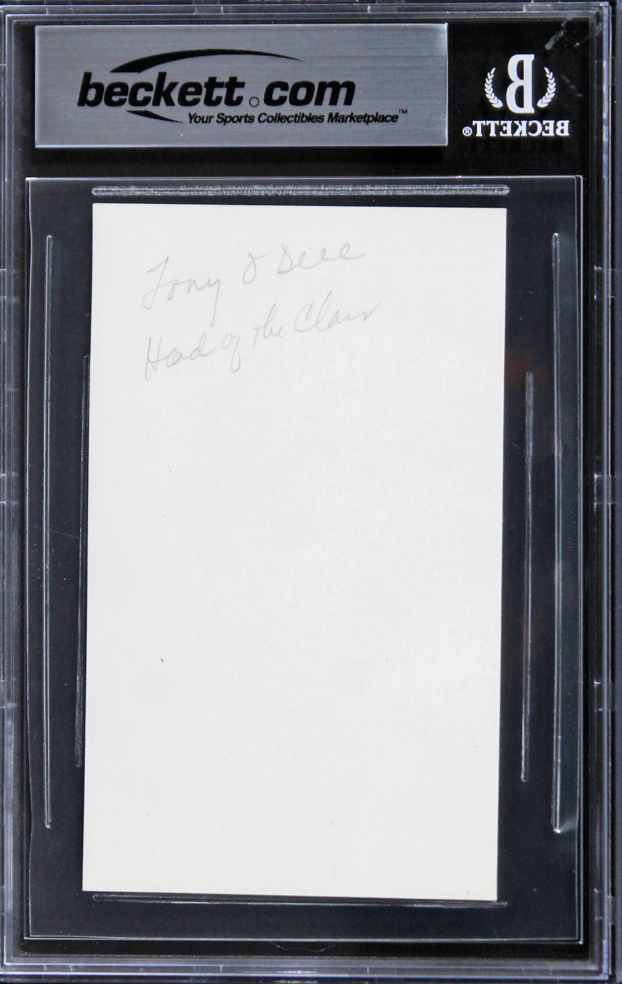 Tony O'Dell The Karate Kid "Peace" Authentic Signed 3x5 Index Card BAS Slabbed - Image 3