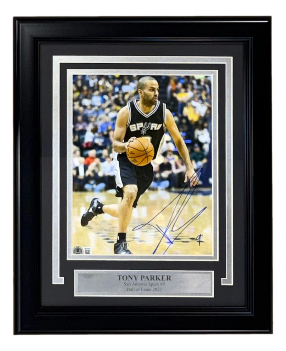 Tony Parker Signed Framed 8x10 San Antonio Spurs Photo BAS