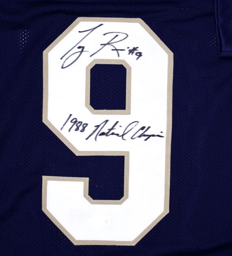 Tony Rice Autographed Navy Blue College Style Jersey w/Natl Champs- Beckett Holo - Image 2