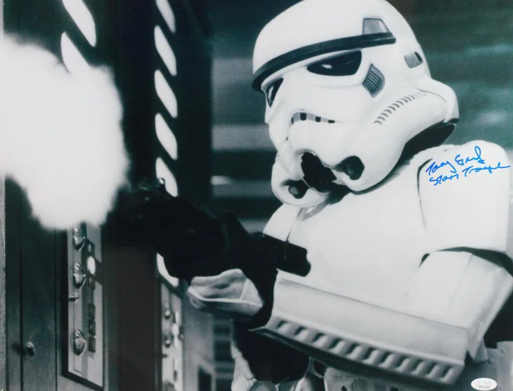 Tony Smart Autographed Firing Gun 16x20 Photo w/ Stormtrooper - JSA Auth *Blue