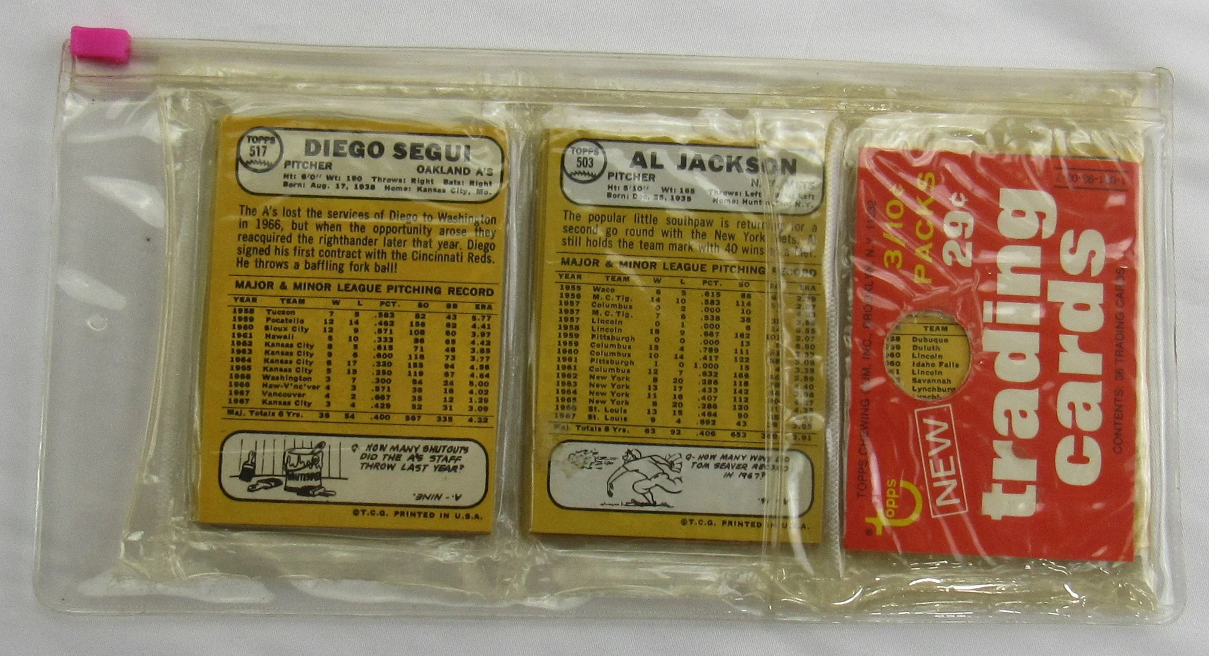 1968 Topps Baseball Card Rack Pack - Lou Brock on Top - Read Notes - Image 2