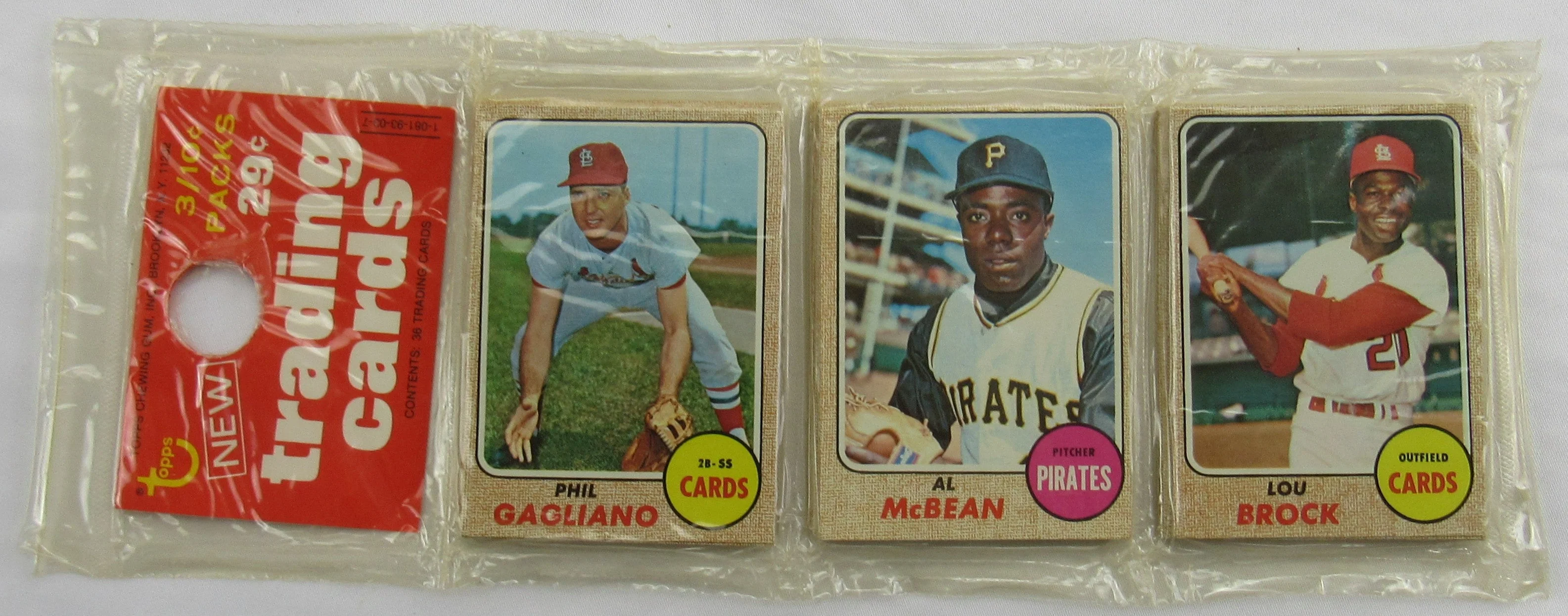 1968 Topps Baseball Card Rack Pack - Lou Brock on Top - Read Notes - Image 3
