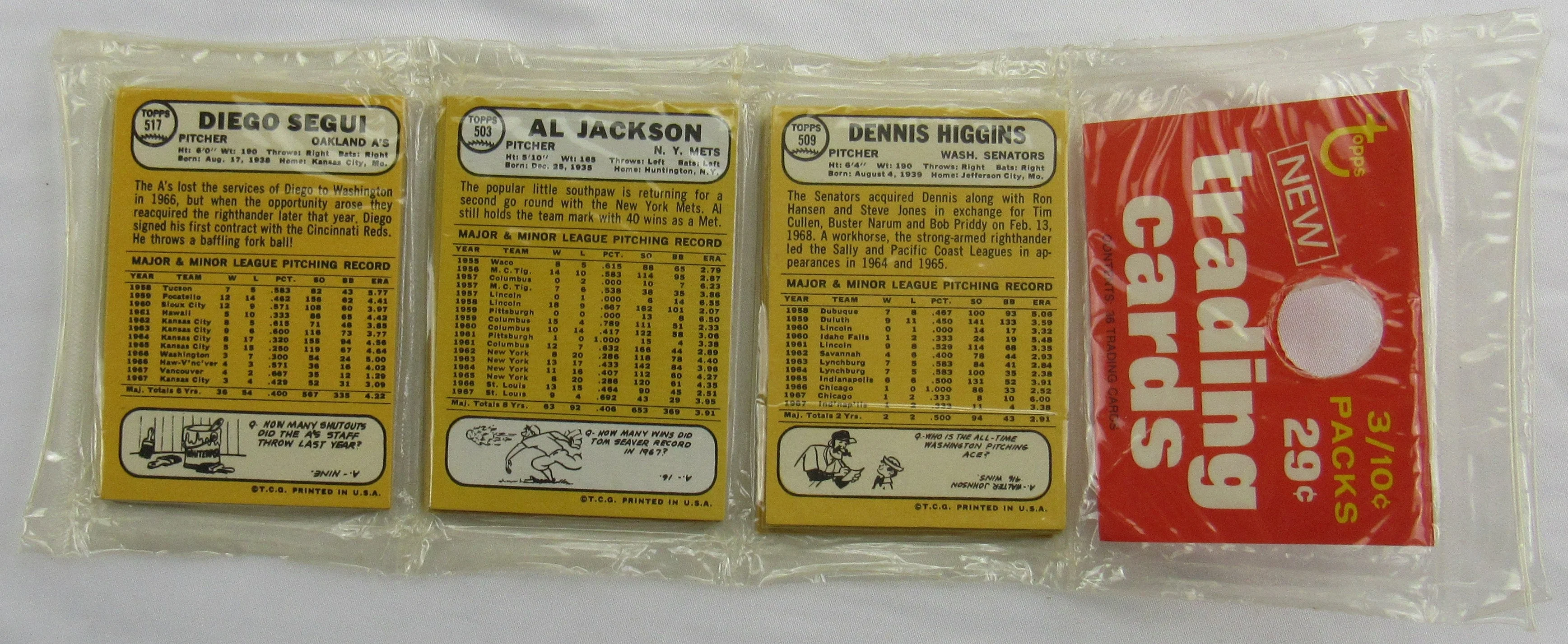 1968 Topps Baseball Card Rack Pack - Lou Brock on Top - Read Notes - Image 4