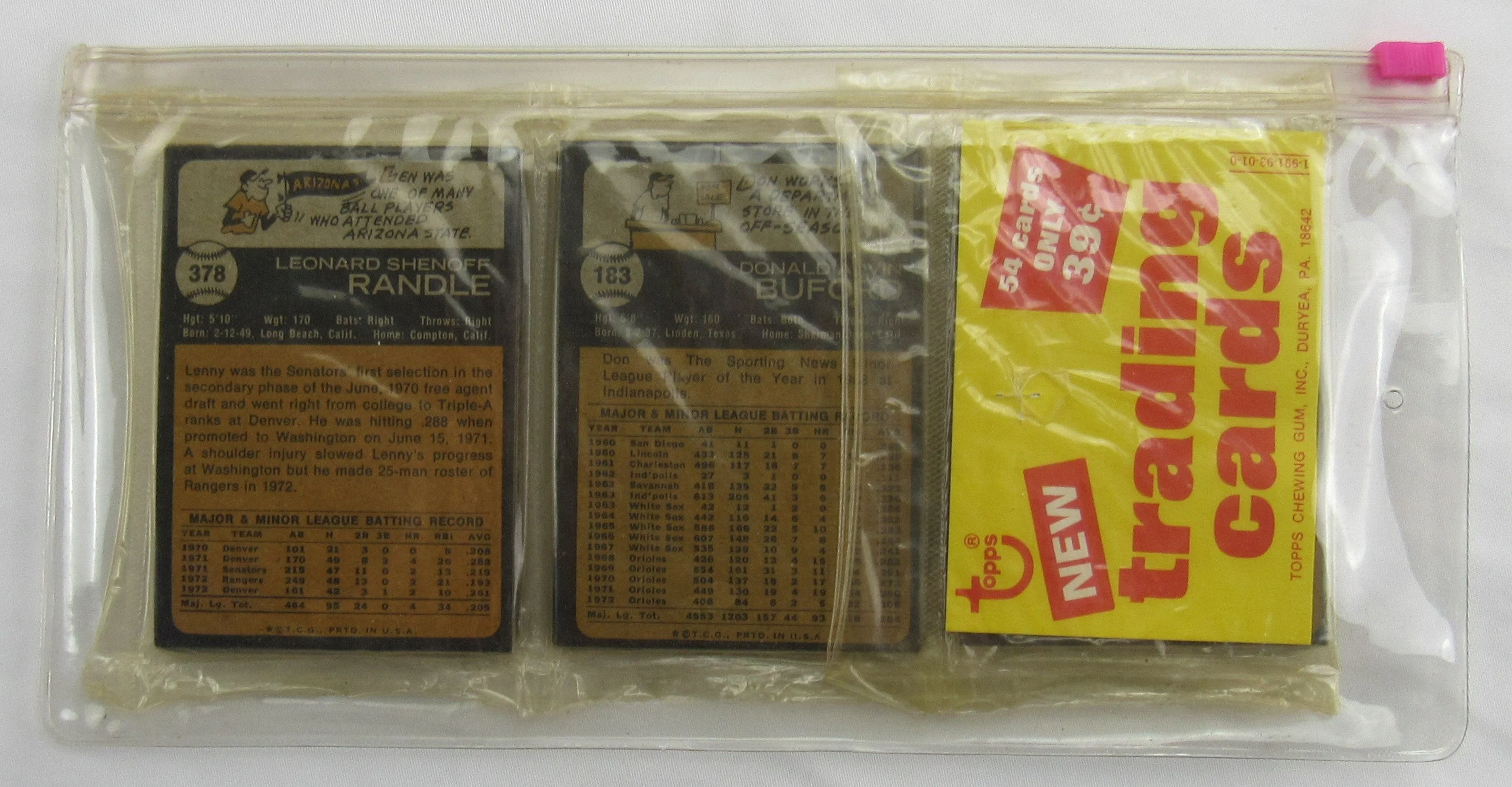 1973 Topps Baseball Card Rack Pack - Carlton Fisk on Top - Read Notes - Image 2