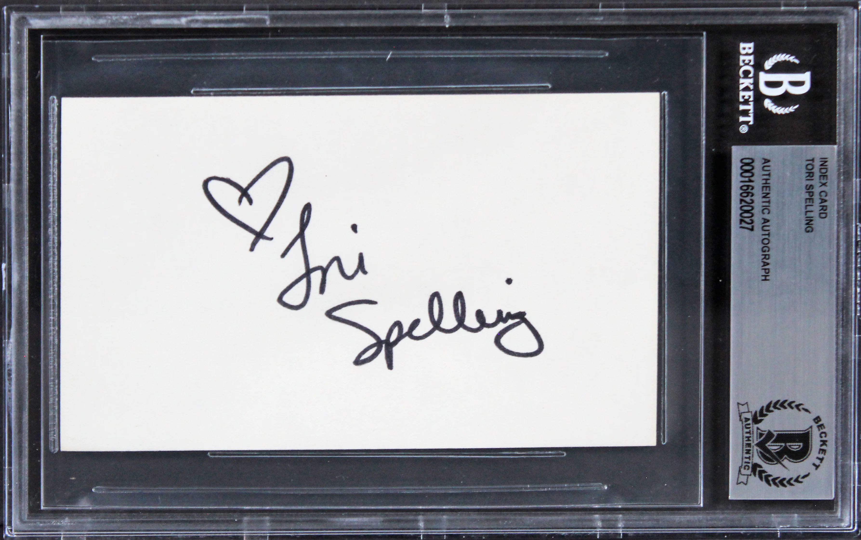 Tori Spelling Beverly Hills, 90210 "Hearts" Signed 3x5 Index Card BAS Slabbed 2 - Image 2