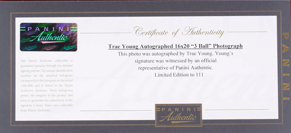 Trae Young Signed Framed Atlanta Hawks 16x20 Basketball 3 Ball Photo LE Panini - Image 4