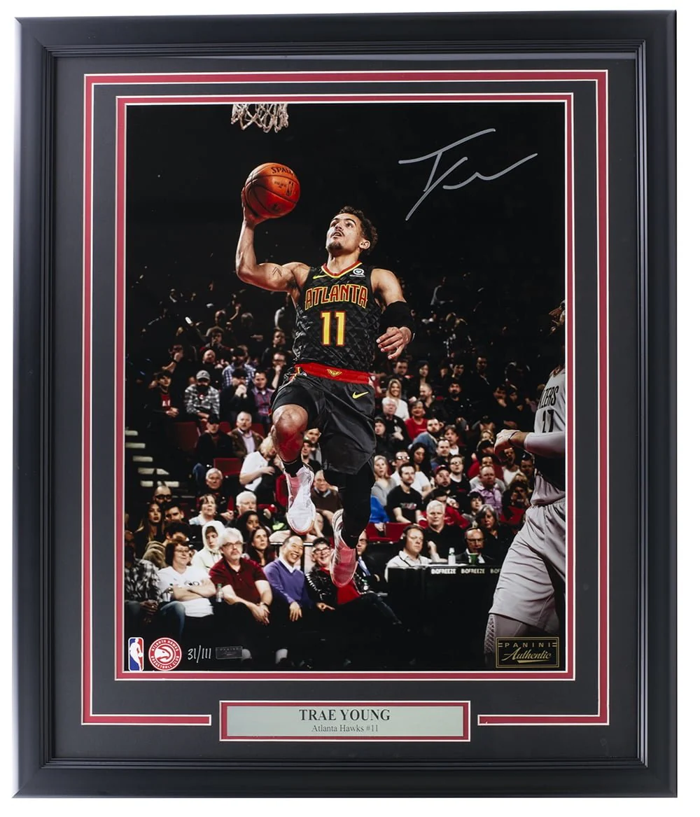 Trae Young Signed Framed Atlanta Hawks 16x20 Basketball Clean Look Photo Panini - Image 7