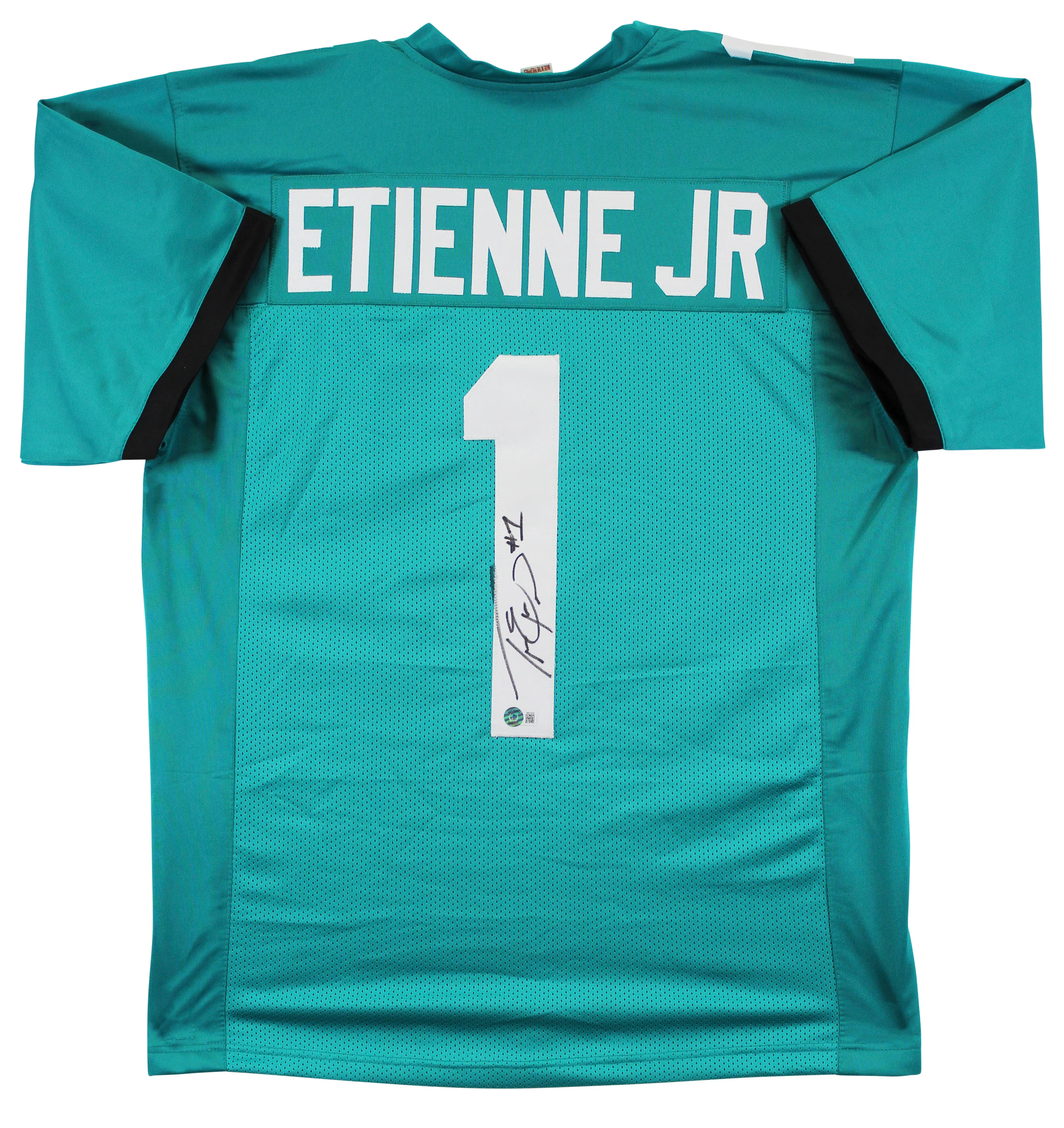 Travis Etienne Authentic Signed Teal Pro Style Jersey Autographed BAS Witnessed - Image 2