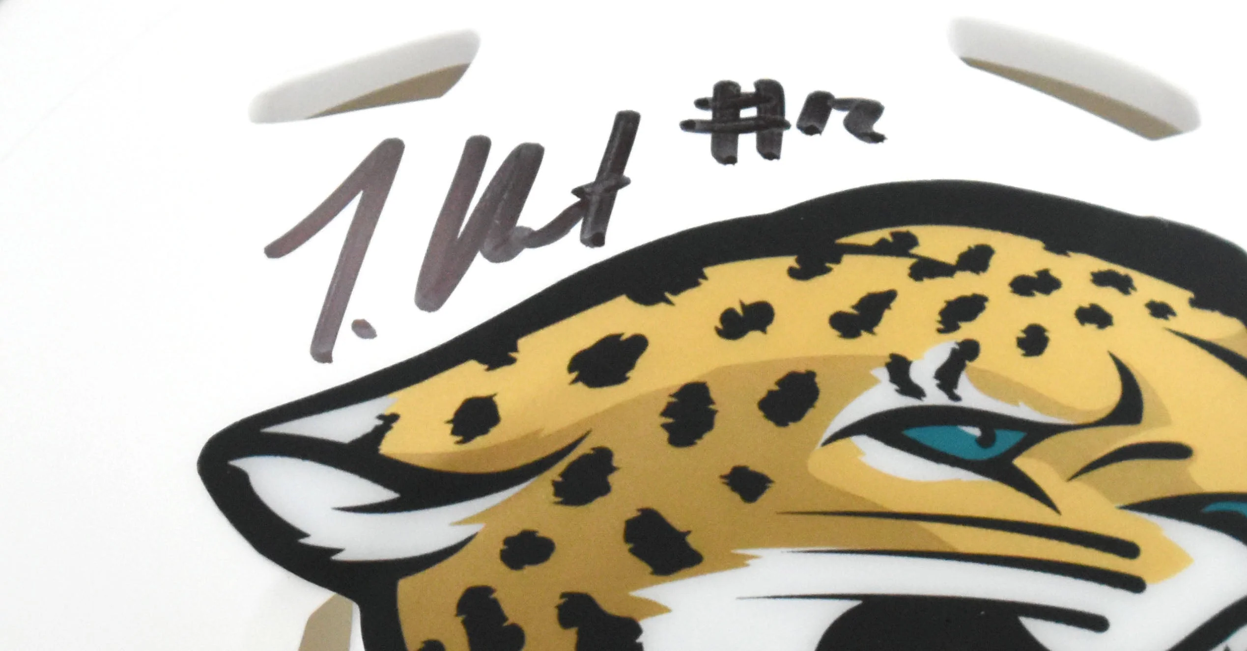 Travis Hunter Autographed Jaguars Alt 2024 Speed Mini Helmet - Beckett W Holo - Image 2
