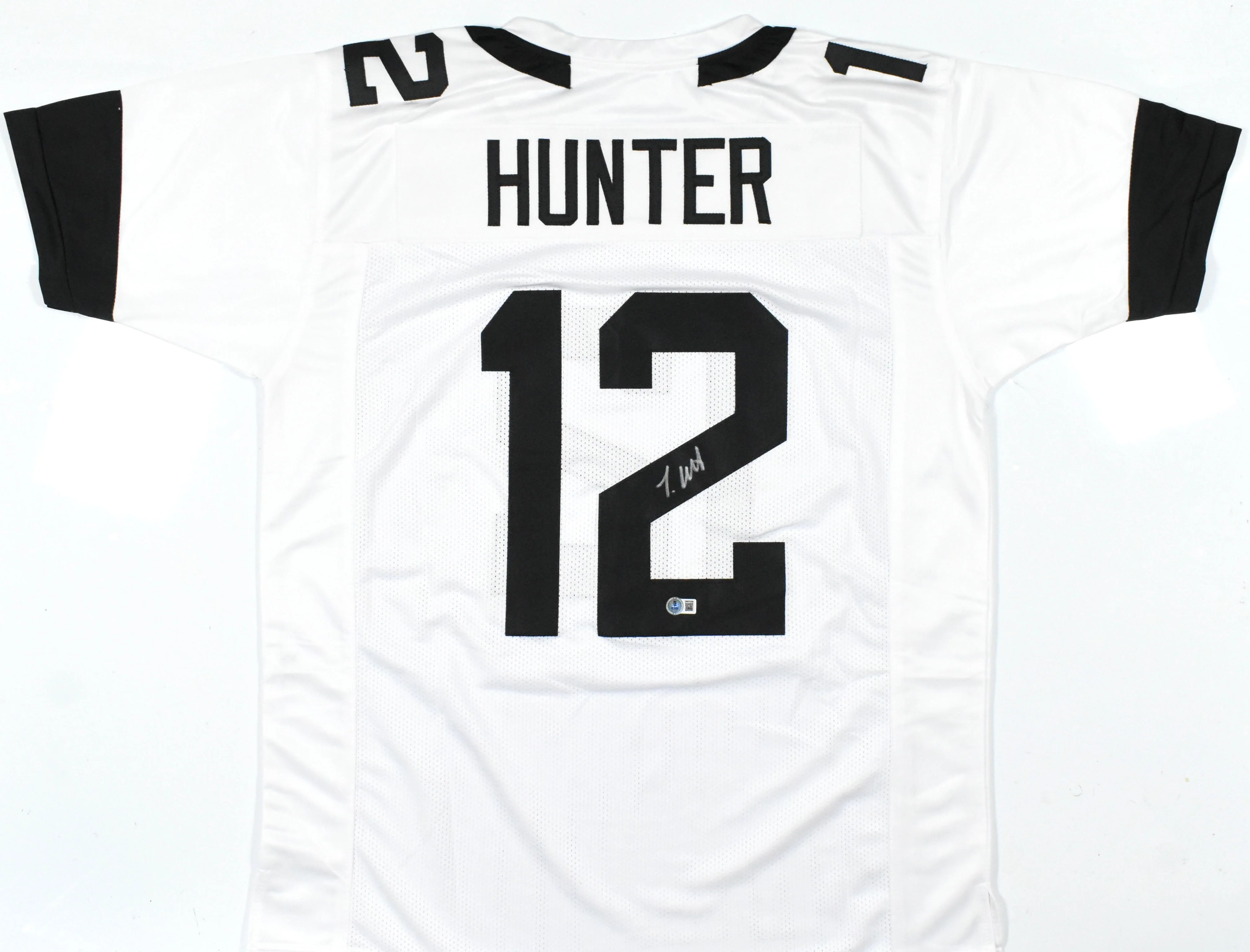 Travis Hunter Autographed White Pro Style Jersey - Beckett W Hologram *Silver