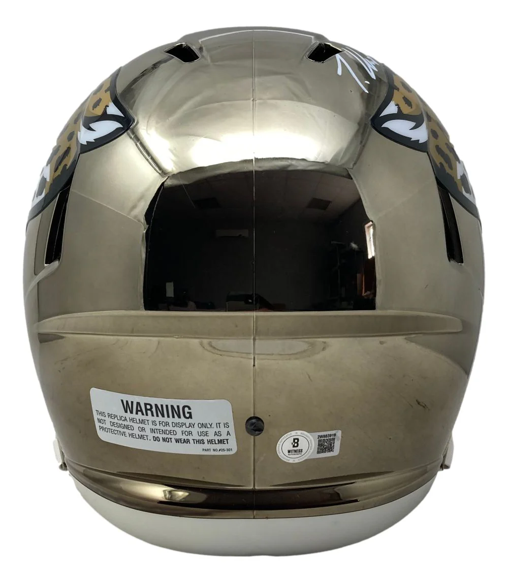 Travis Hunter Signed Jacksonville Jaguars FS Chrome Speed Replica Helmet BAS - Image 3