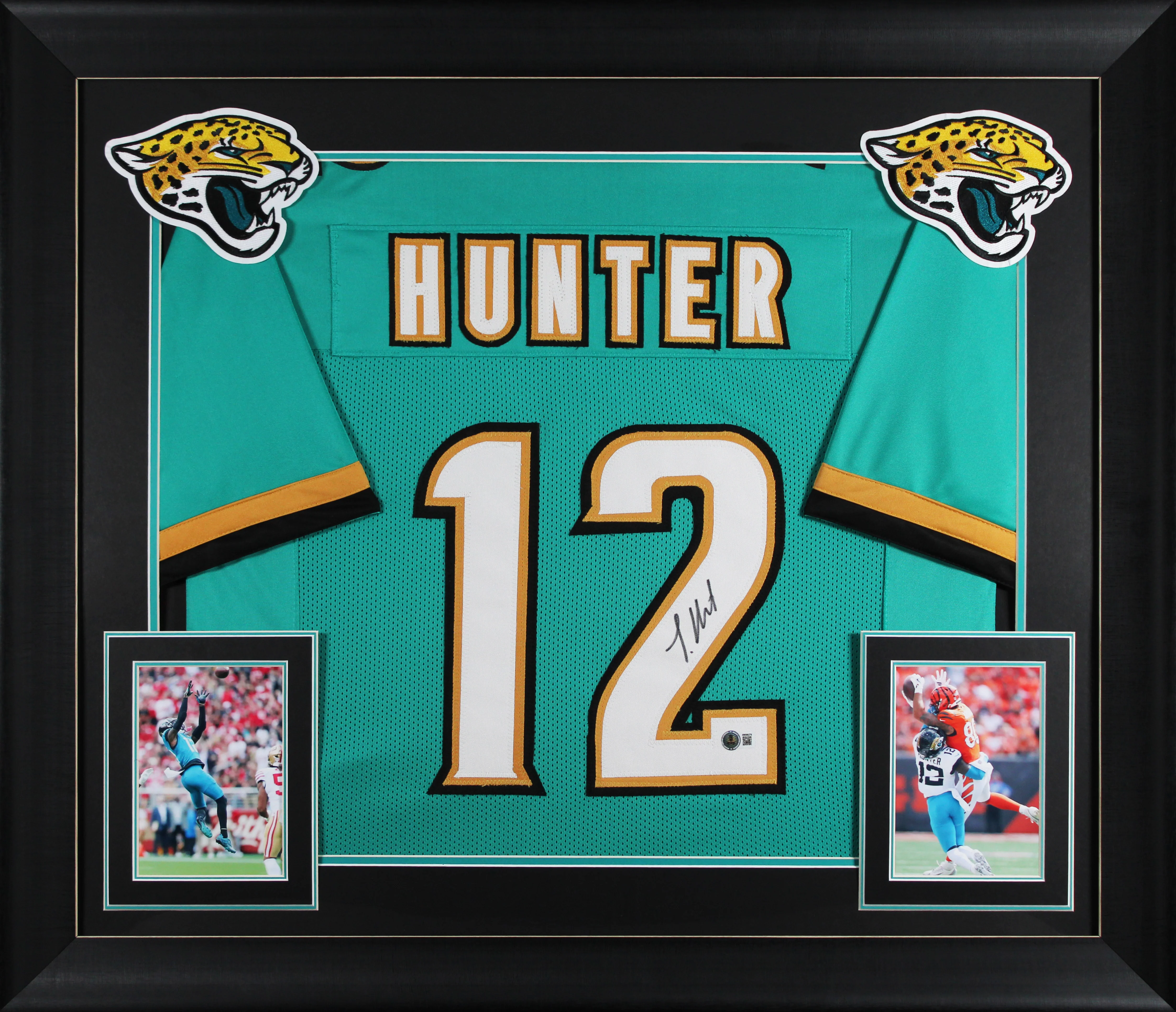 Travis Hunter Signed Teal Alternate Pro Style Framed Jersey BAS Witnessed - Image 2