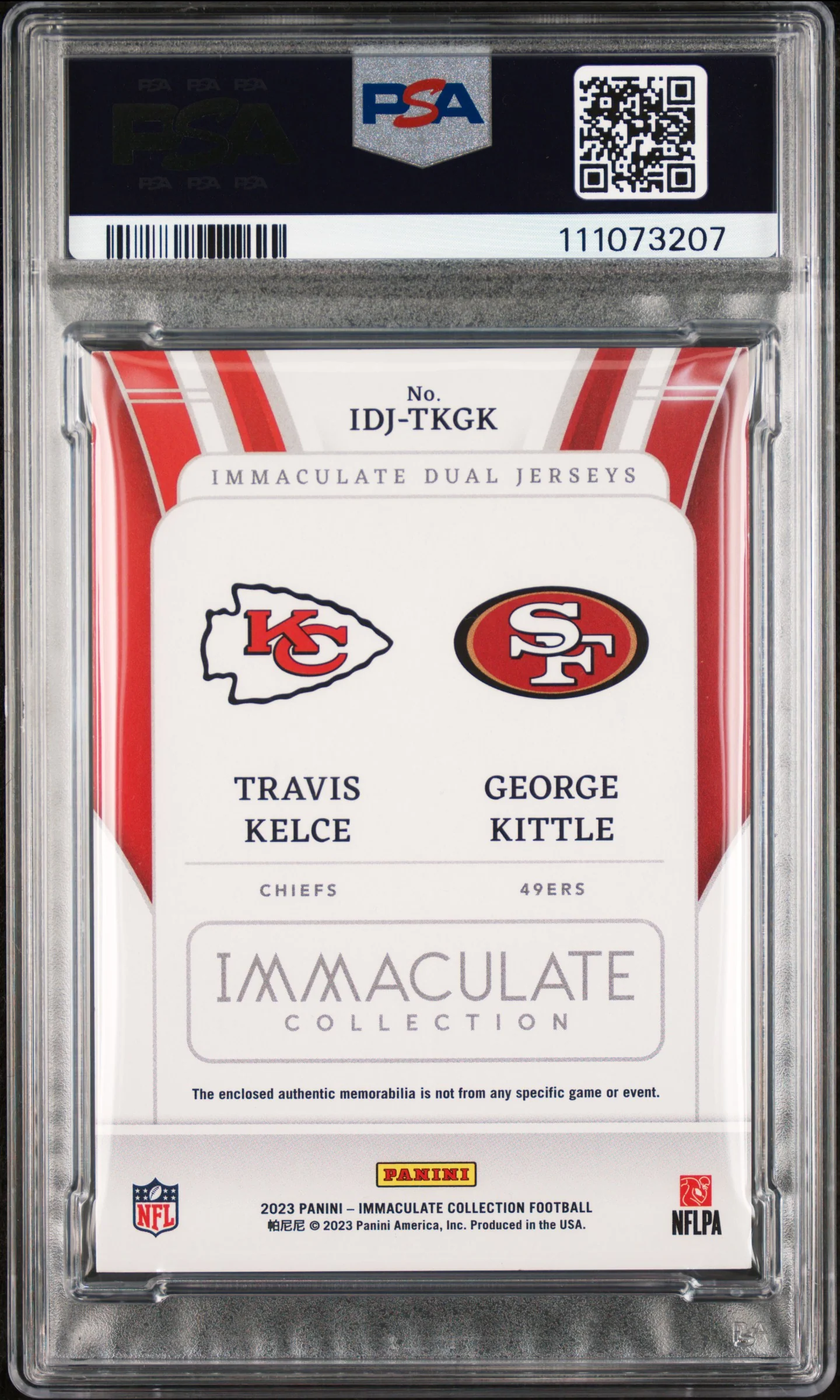 Travis Kelce & George Kittle Signed 2023 IDJ #IDJTKGK Card Auto 9 PSA Slabbed 2 - Image 3