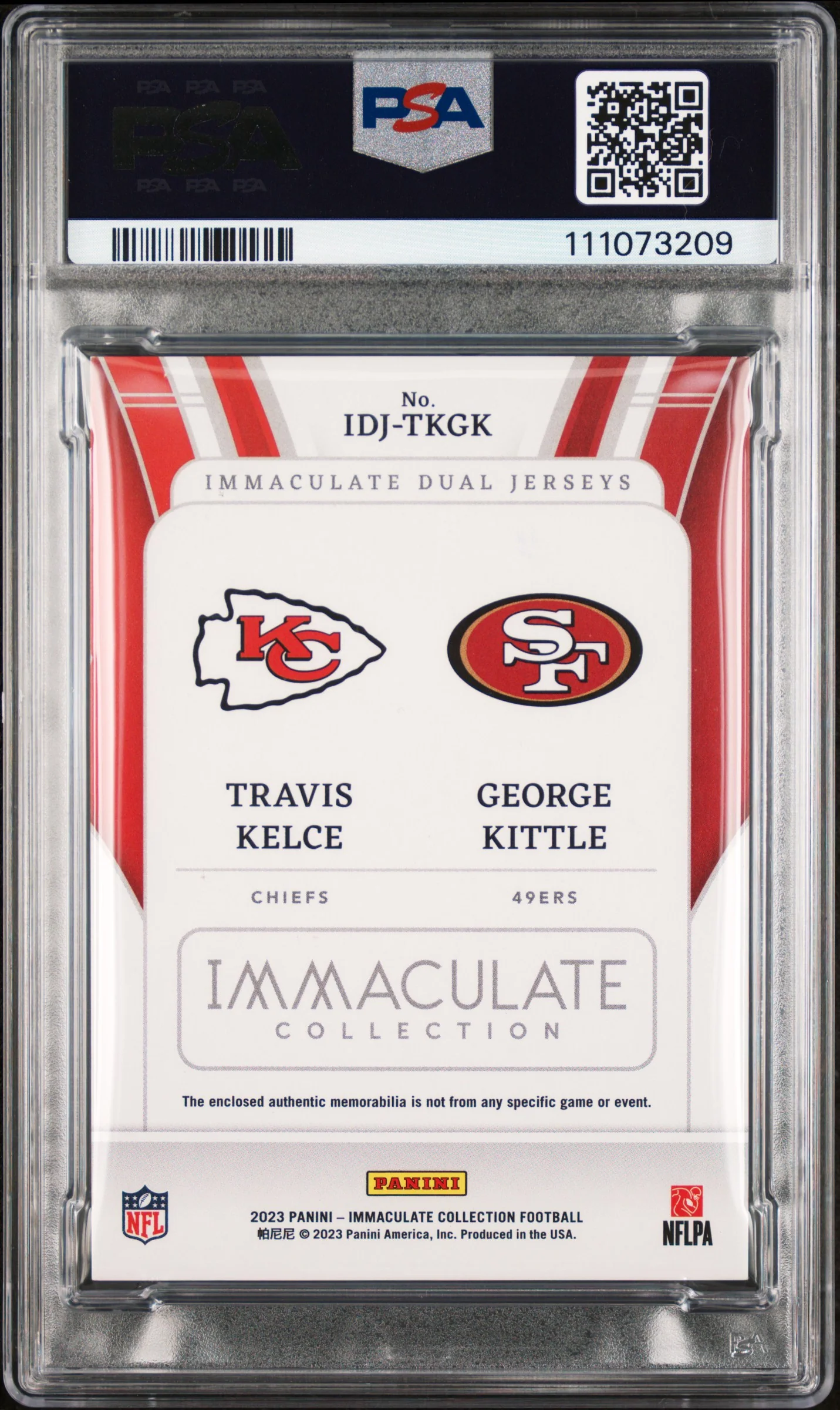 Travis Kelce & George Kittle Signed 2023 IDJ #IDJTKGK Card Auto 9 PSA Slabbed 3 - Image 3