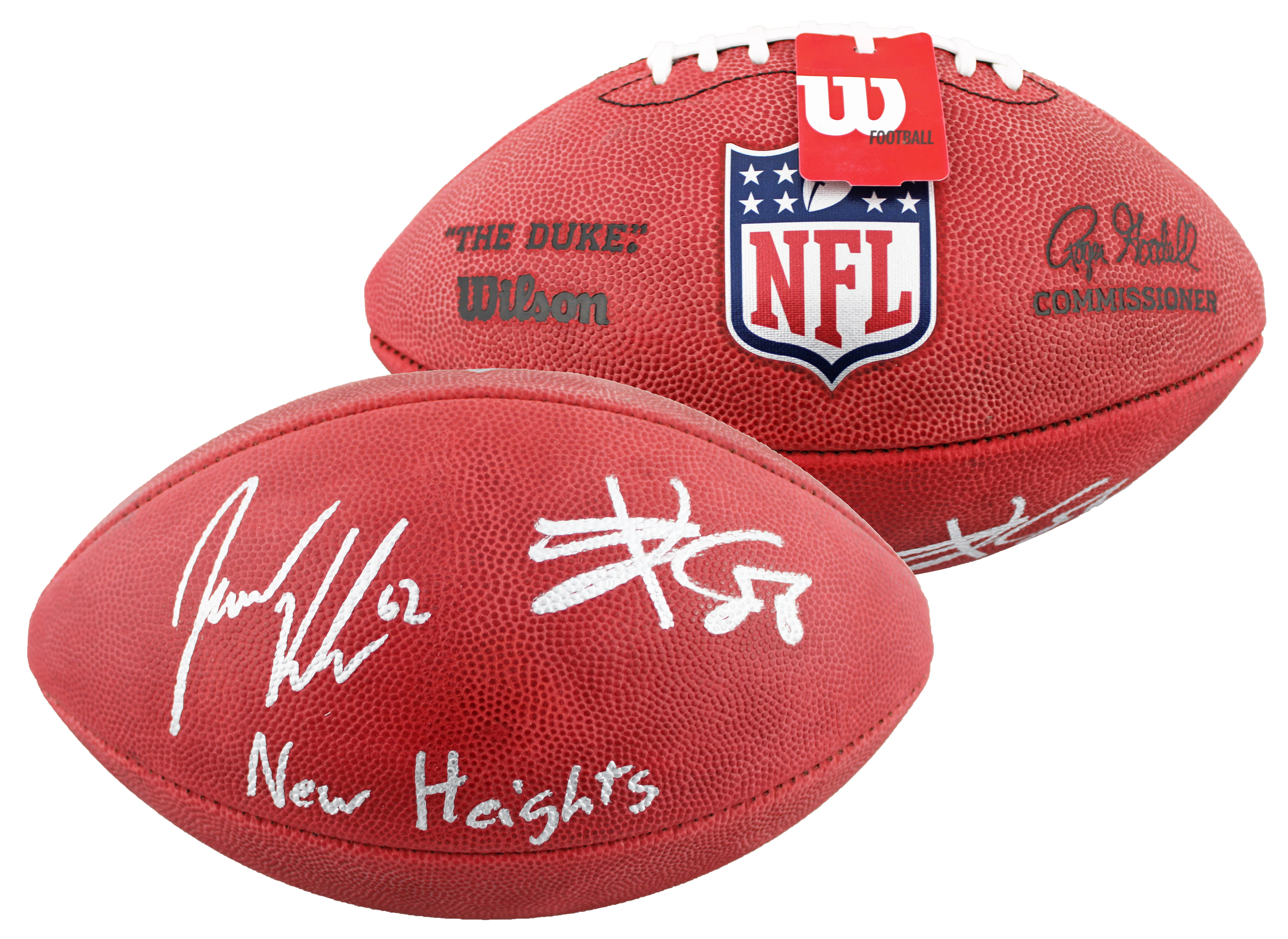 Travis Kelce & Jason Kelce "New Heights" Signed Official "Duke" Nfl Football BAS - Image 2