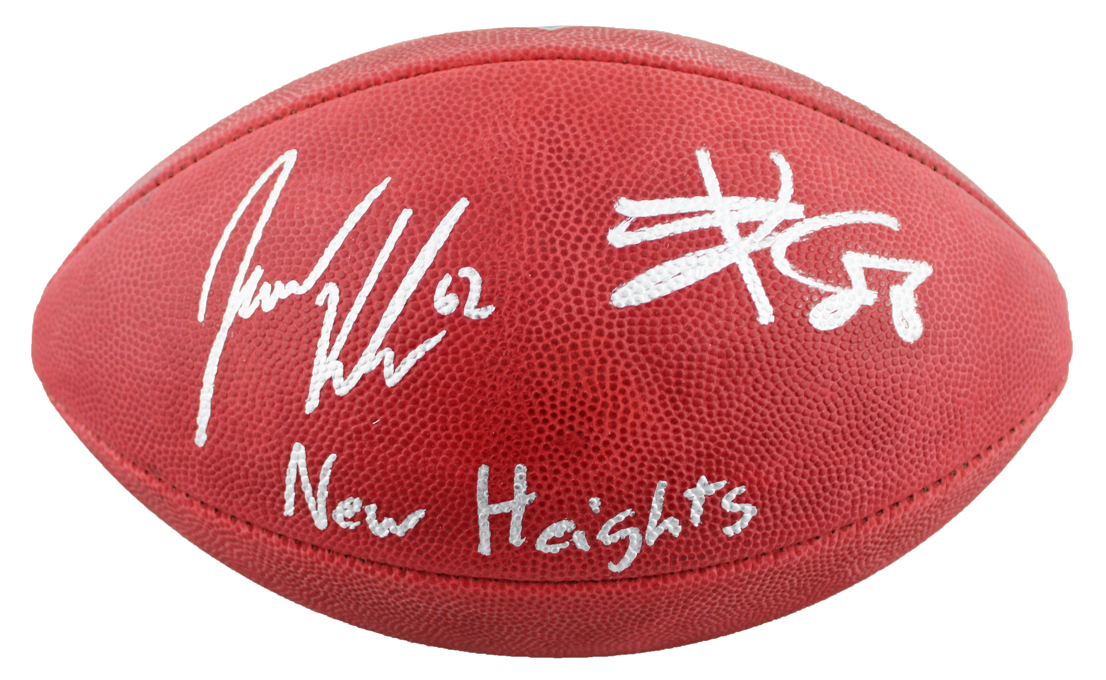 Travis Kelce & Jason Kelce "New Heights" Signed Official "Duke" Nfl Football BAS - Image 3
