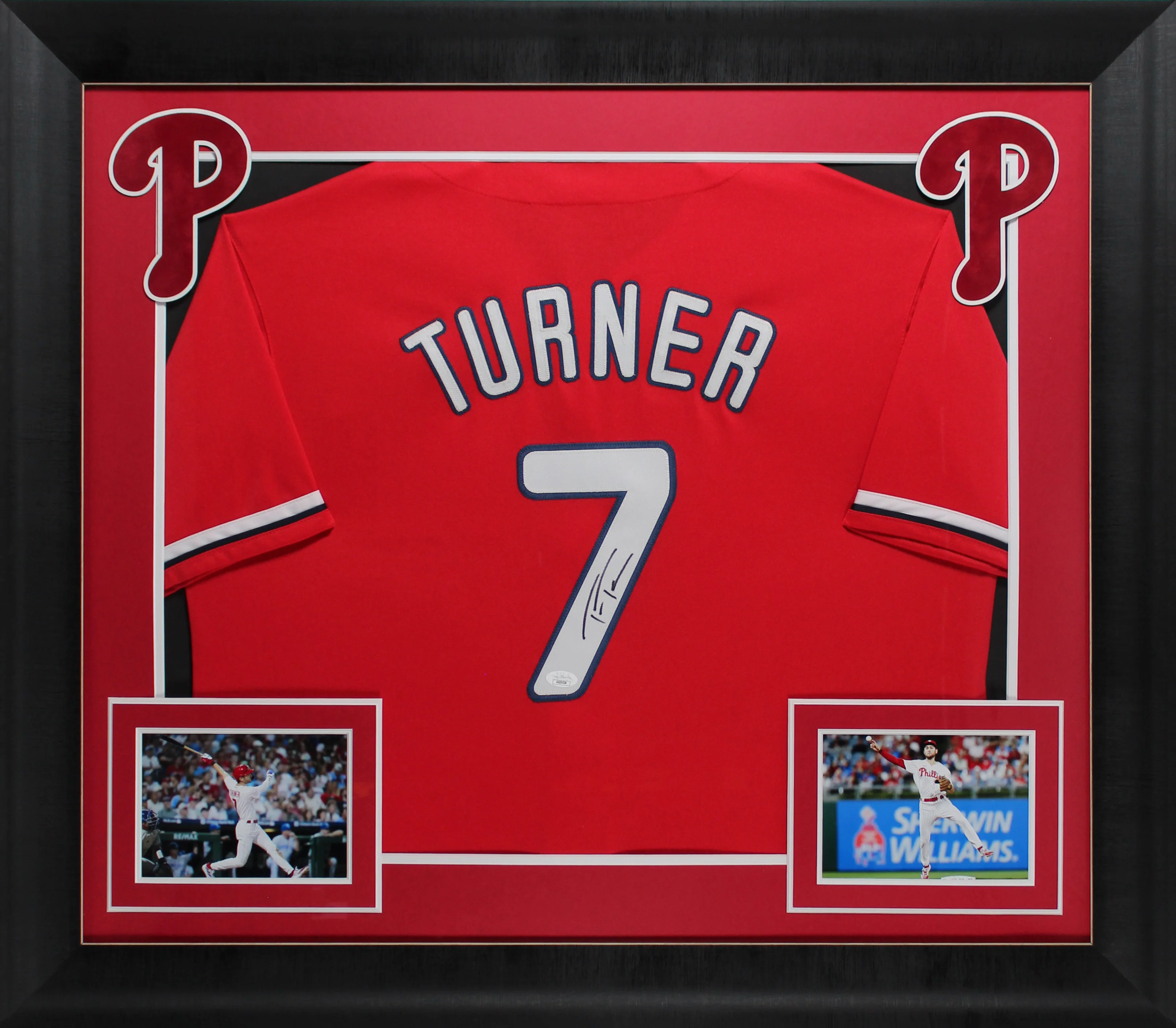 Trea Turner Authentic Signed Red Pro Style Framed Jersey Autographed JSA - Image 2