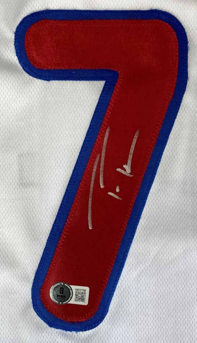 Trea Turner Philadelphia Signed Alternate White Baseball Jersey BAS ITP - Image 2