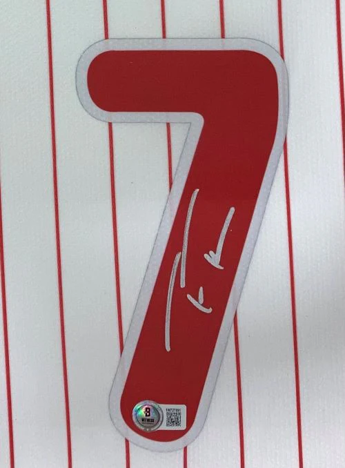 Trea Turner Signed Framed Philadelphia Phillies Nike Limited Baseball Jersey BAS - Image 2