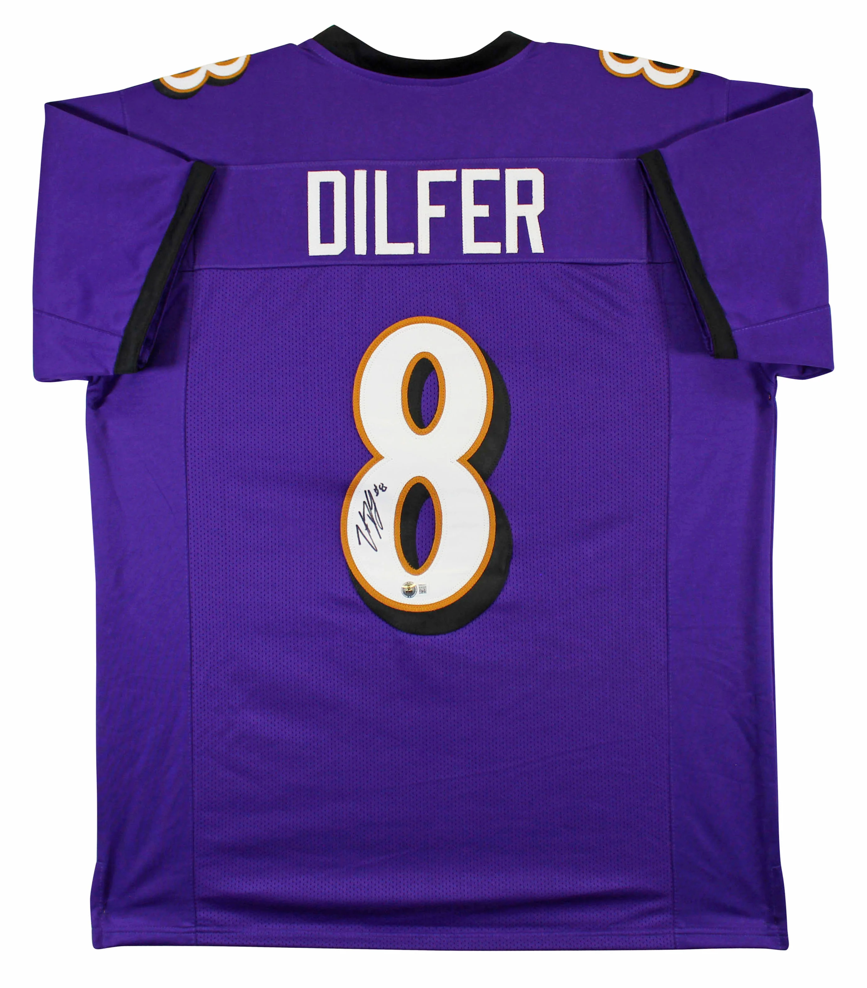 Trent Dilfer Authentic Signed Purple Pro Style Jersey Autographed BAS Witnessed - Image 2