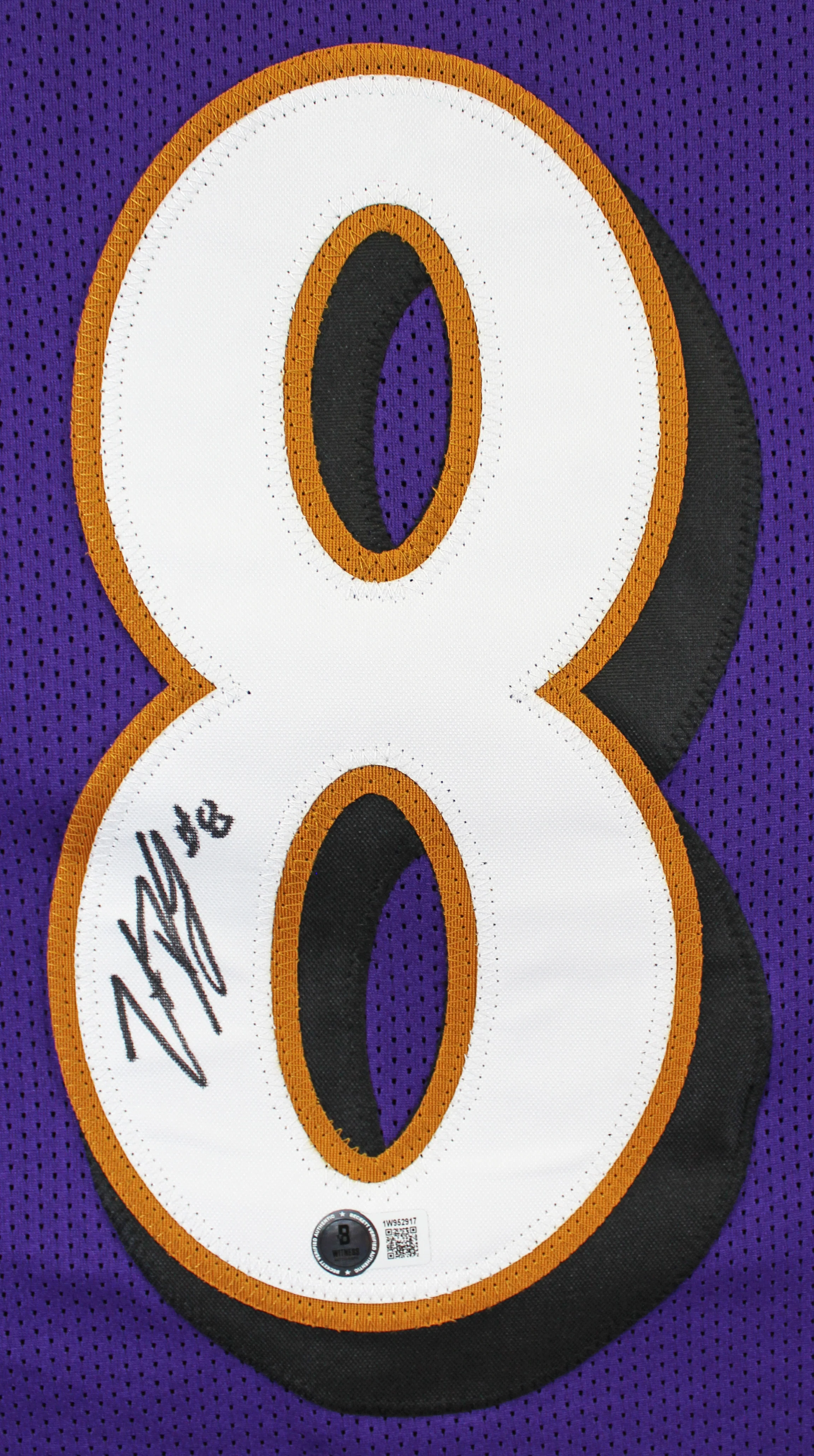 Trent Dilfer Authentic Signed Purple Pro Style Jersey Autographed BAS Witnessed - Image 3