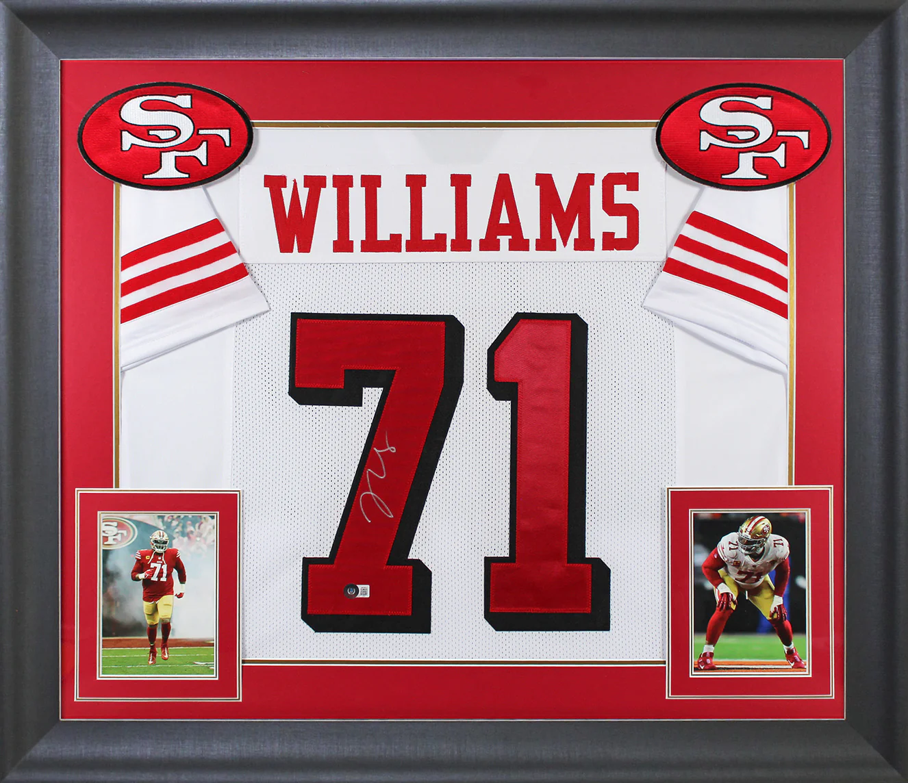 Trent Williams Signed White Pro Style Framed Jersey w/ Dropshadow BAS Witnessed - Image 2