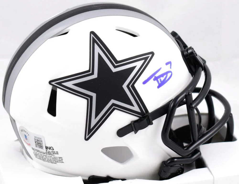 Trevon Diggs Autographed Dallas Cowboys Lunar Speed Mini Helmet- Beckett W Holo - Image 7