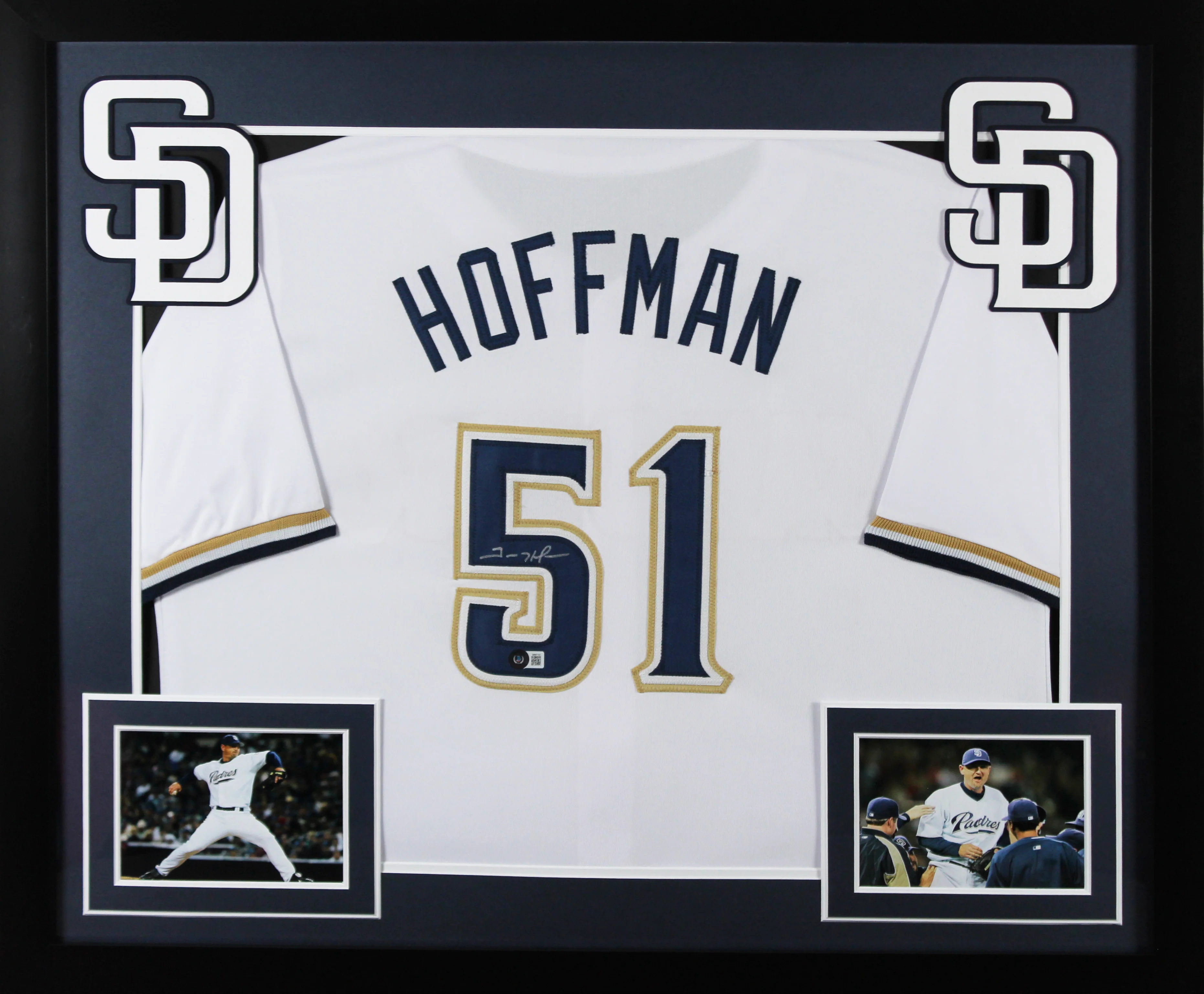 Trevor Hoffman Authentic Signed White Pro Style Framed Jersey BAS Witnessed - Image 2