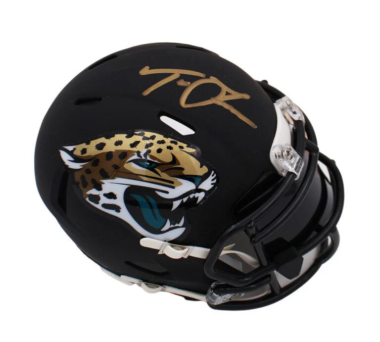 Trevor Lawrence Autographed Jaguars Flat Black Mini Helmet - Fanatics Auth - Image 2