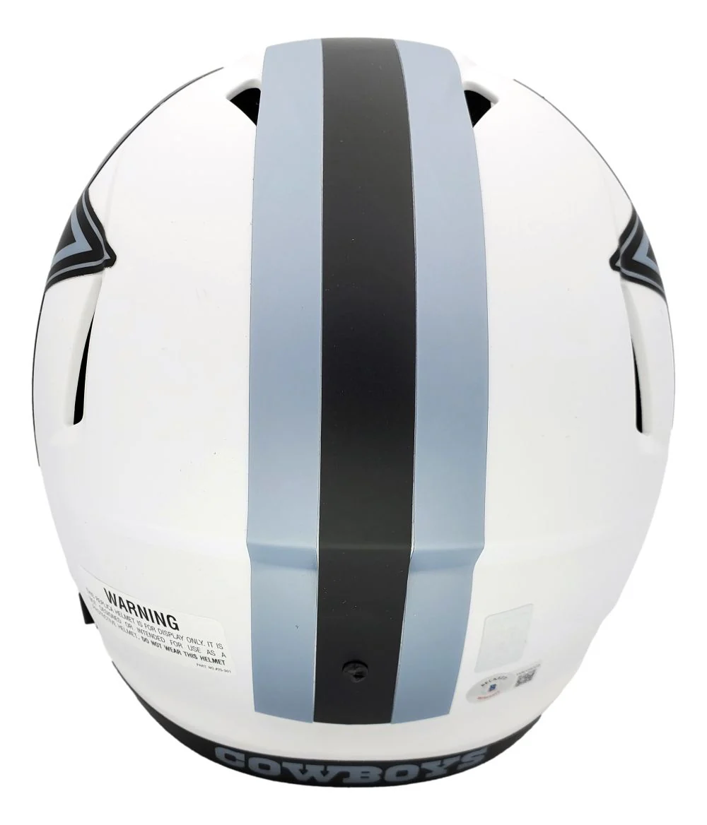 Troy Aikman Signed Dallas Cowboys FS Lunar Eclipse Speed Replica Helmet BAS - Image 2
