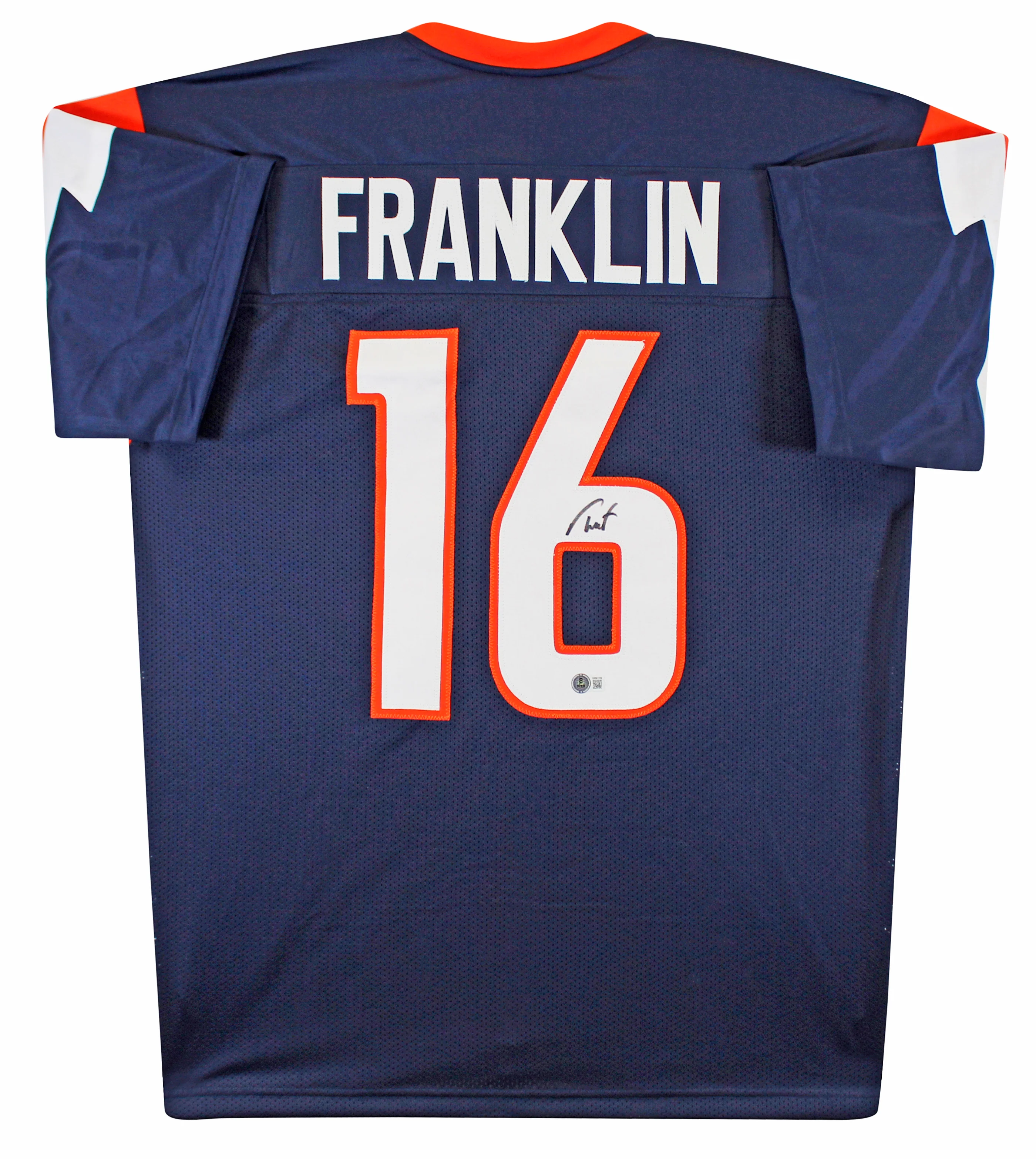 Troy Franklin Authentic Signed Navy Pro Style Jersey Autographed BAS Witnessed - Image 2