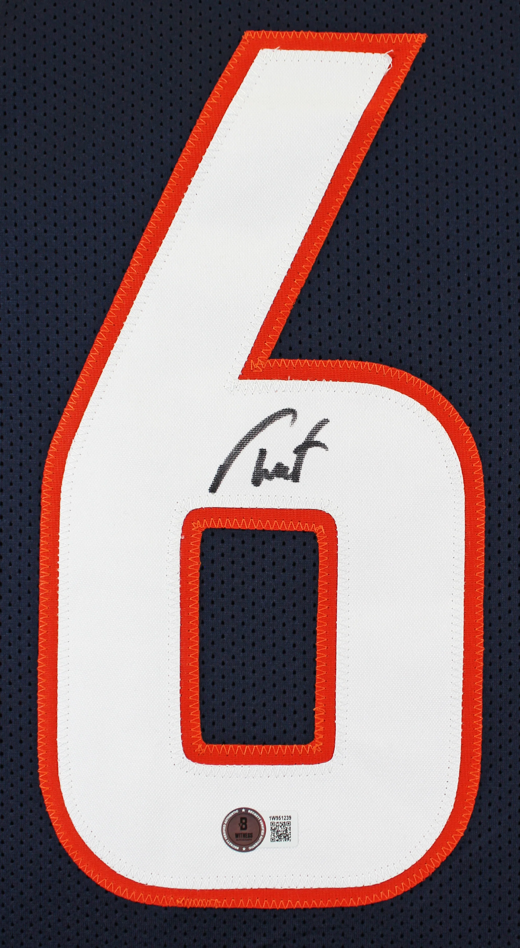 Troy Franklin Authentic Signed Navy Pro Style Jersey Autographed BAS Witnessed - Image 3