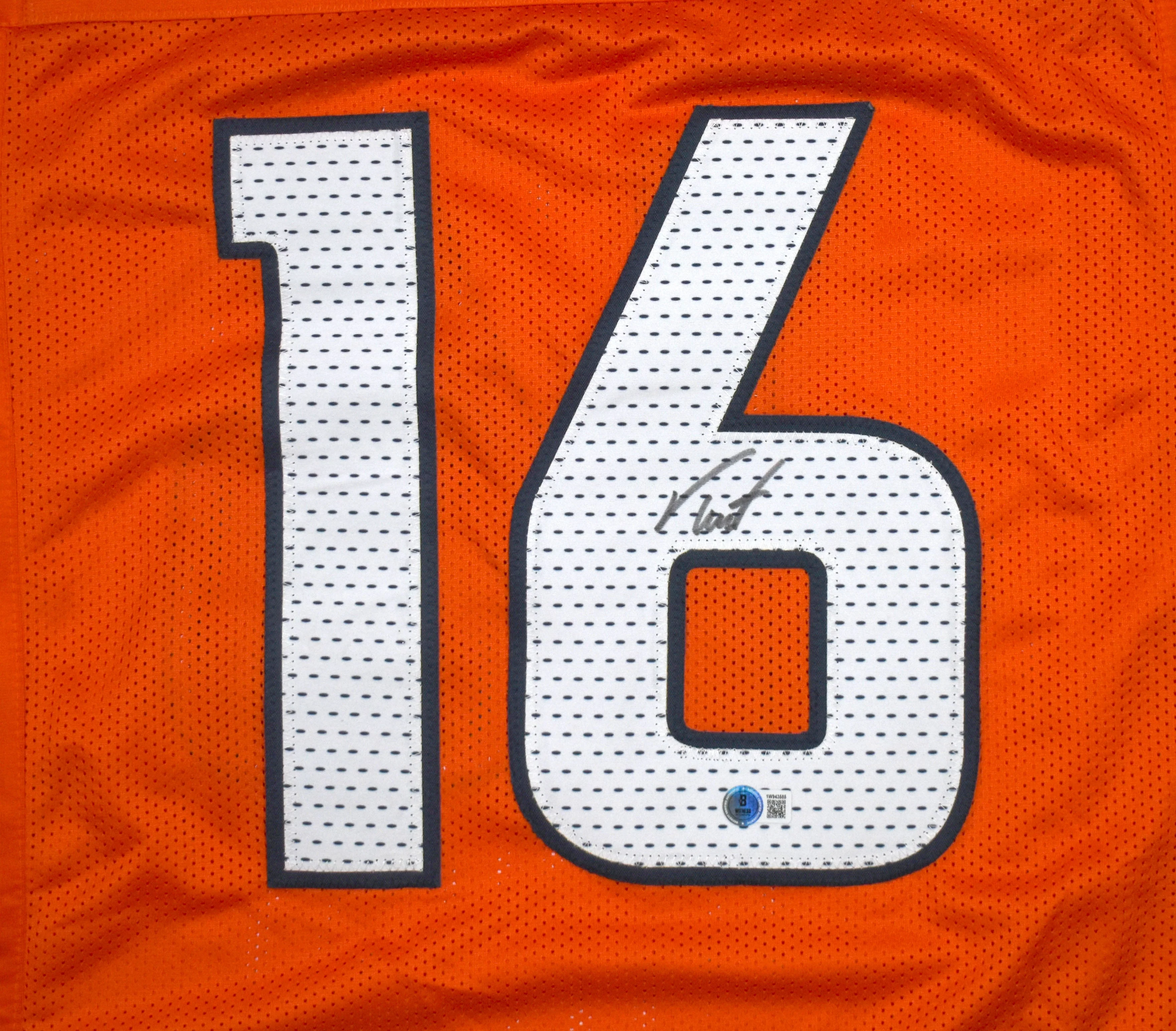 Troy Franklin Autographed Orange Pro Style Jersey - Beckett W Hologram *Black - Image 2