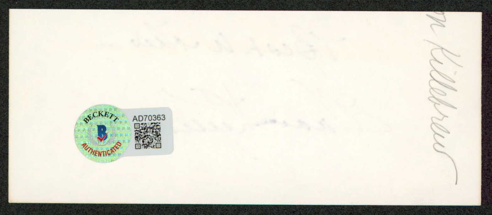 Twins Harmon Killebrew "Best Wishes" Signed 2x5 Cut Signature BAS #AD70363 - Image 3
