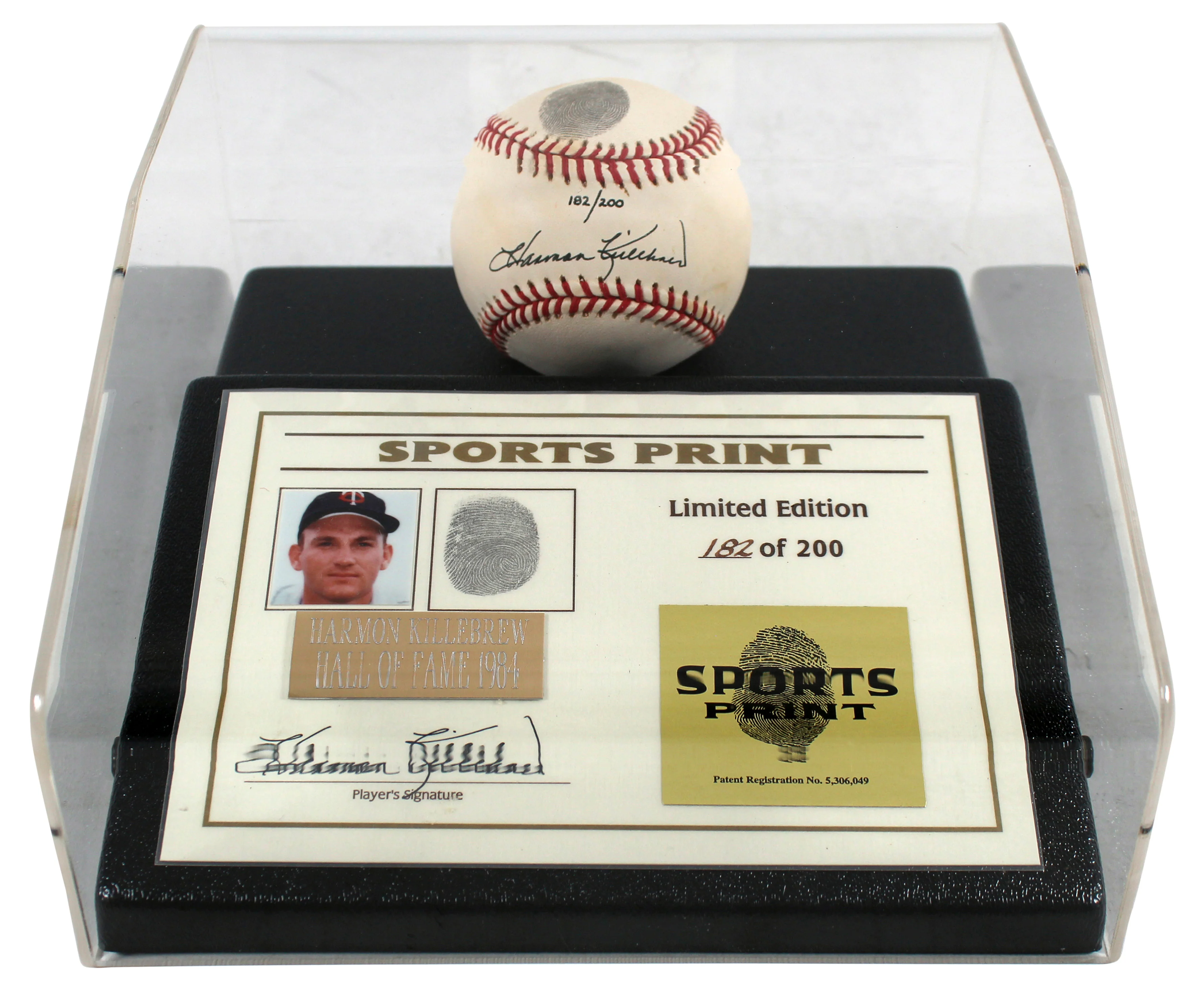 Twins Harmon Killebrew Signed Thumbprint Baseball LE #'d/200 w/ Display Case BAS - Image 2