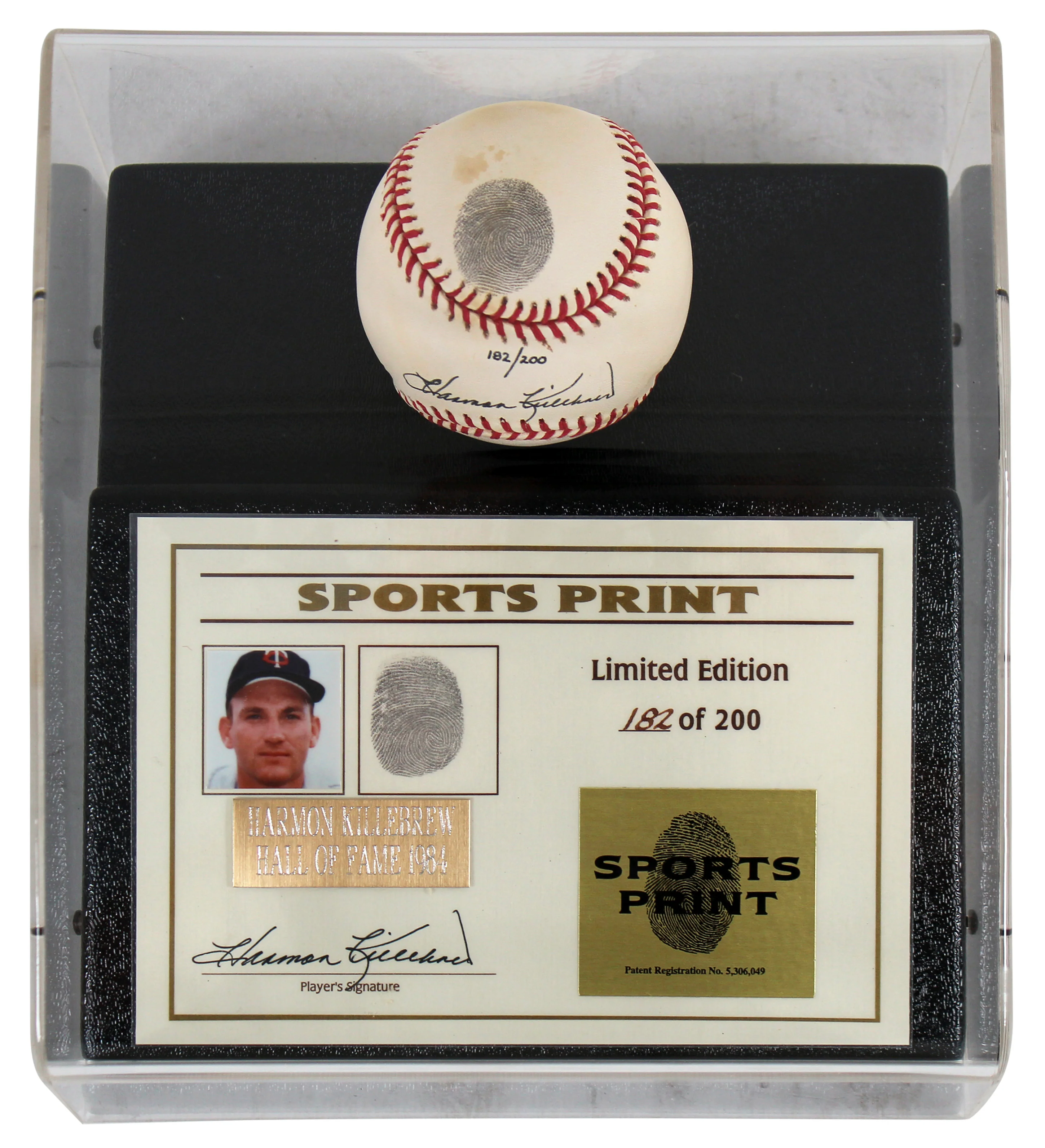 Twins Harmon Killebrew Signed Thumbprint Baseball LE #'d/200 w/ Display Case BAS - Image 3